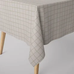 Dekostoff Baumwollstoff Halbpanama Karo Gitter wollweiß beige raumhoch 2,80m Breite
