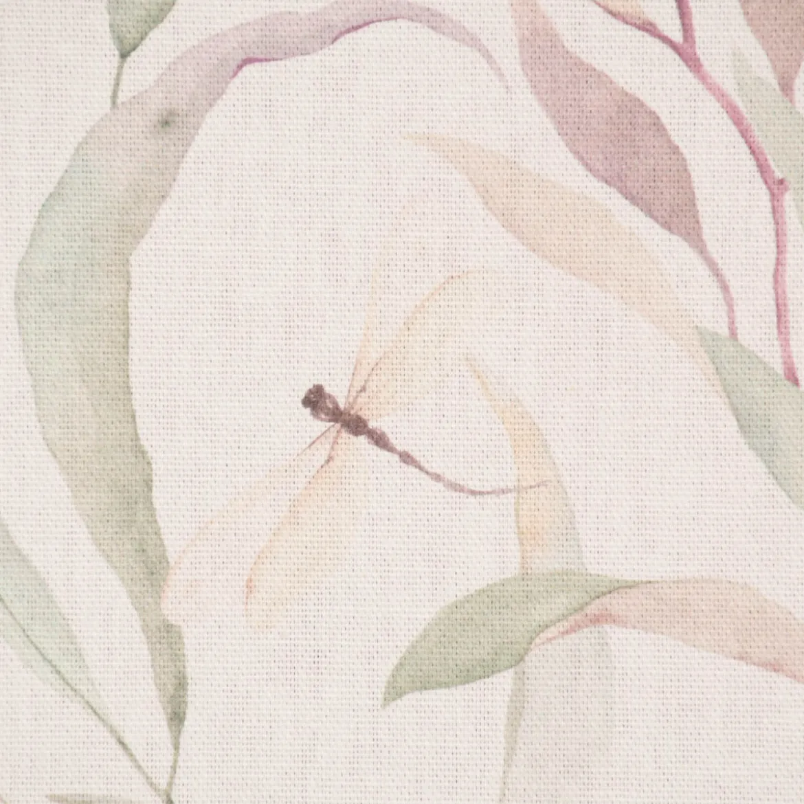 Dekostoff Baumwollstoff Halbpanama Digitaldruck Aquarell Blätter Blüten Schmetterling weiß pastell 1,40m Breite