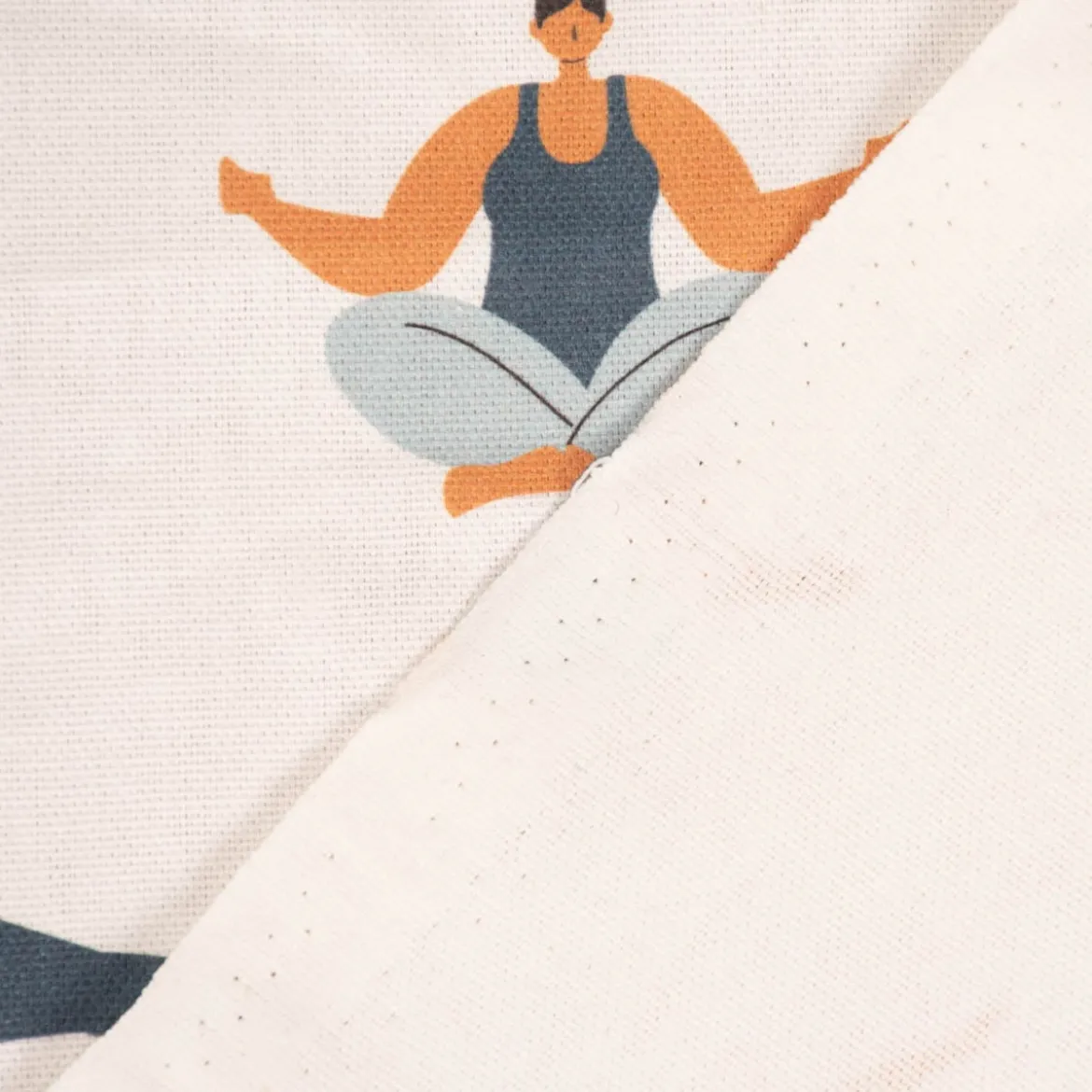 Dekostoff Baumwollstoff Halbpanama Digitaldruck Body Positivity Yoga wollweiß blau 1,40m Breite