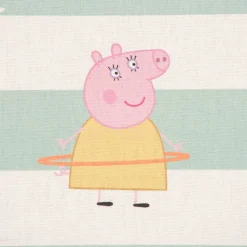 Dekostoff Baumwollstoff Halbpanama Digitaldruck Lizenz Peppa Pig Hula Hoop weiß mint 1,40m Breite