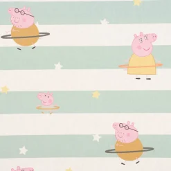 Dekostoff Baumwollstoff Halbpanama Digitaldruck Lizenz Peppa Pig Hula Hoop weiß mint 1,40m Breite