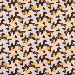 Dekostoff Baumwollstoff Halbpanama Java Retro Formen schwarz apricot flieder gelb 1,40m Breite