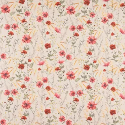 Dekostoff Baumwollstoff Halbpanama Poppy Mohnblumen Kamille Getreide beige rot 1,40m Breite