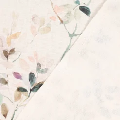 Dekostoff Baumwollstoff Halbpanama Aziza1 Aquarell Blätterzweige Blüten pastell 1,40m Breite
