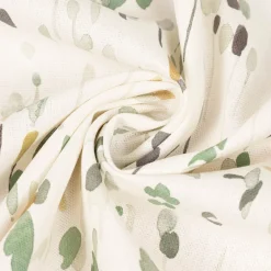 Dekostoff Baumwollstoff Halbpanama Aziza2 Aquarell Blumen Blätter ecru grün 1,40m Breite