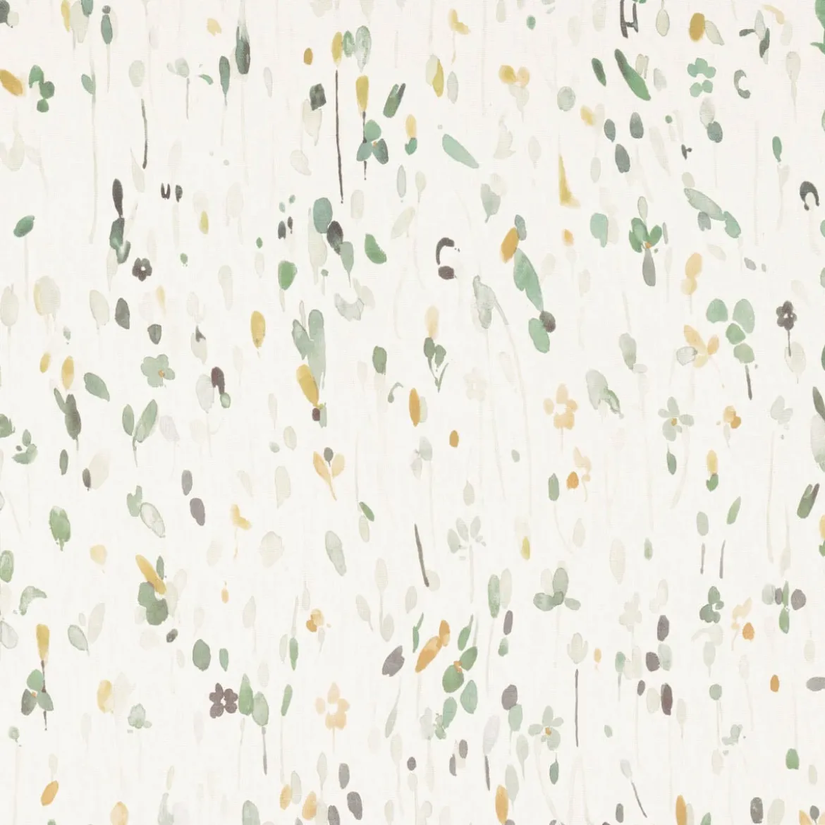 Dekostoff Baumwollstoff Halbpanama Aziza2 Aquarell Blumen Blätter ecru grün 1,40m Breite