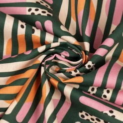 Dekostoff Baumwollstoff Halbpanama Mikela3 Streifen Kreise grün orange rosa 1,40m Breite