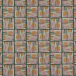 Dekostoff Baumwollstoff Halbpanama Mikela3 Streifen Kreise grün orange rosa 1,40m Breite