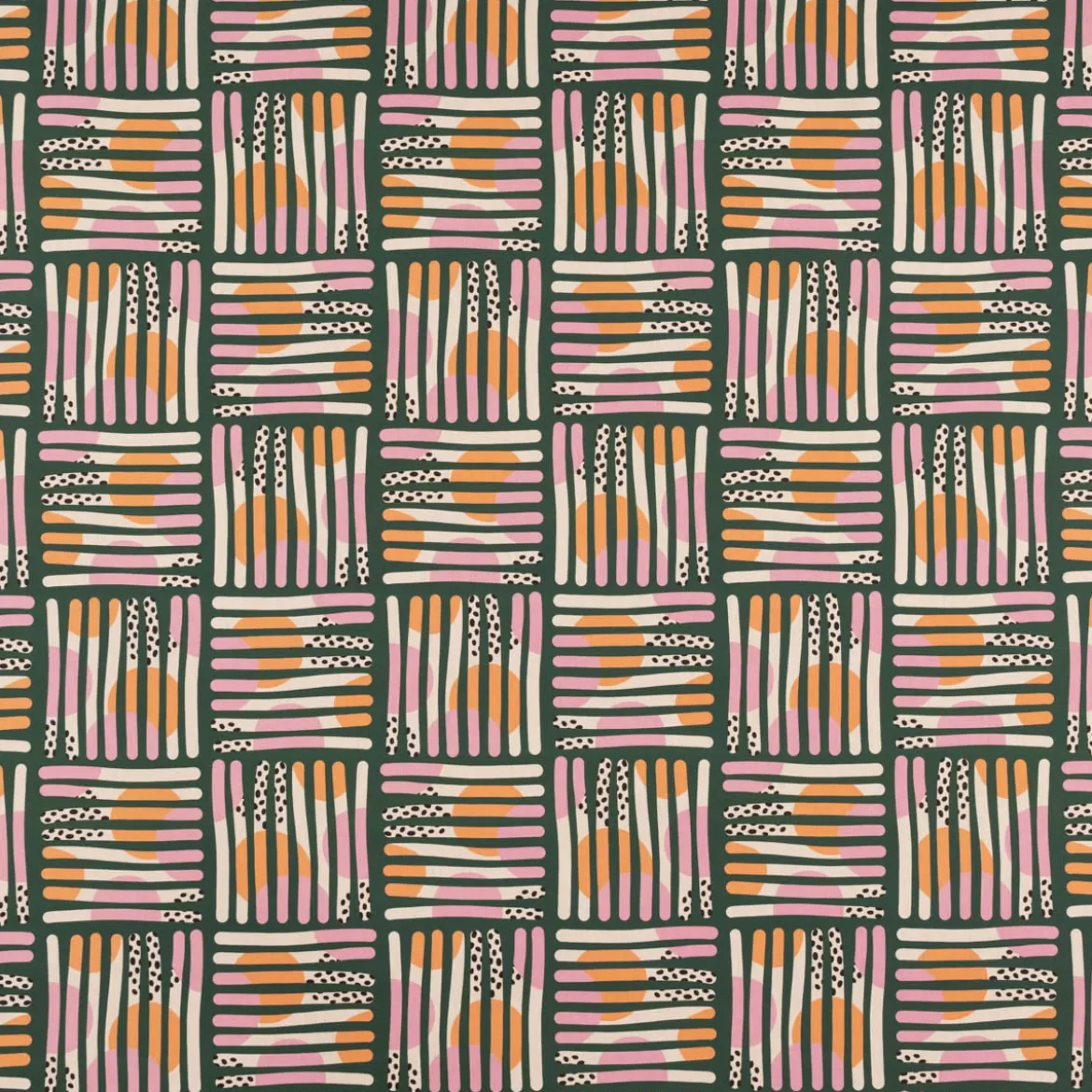 Dekostoff Baumwollstoff Halbpanama Mikela3 Streifen Kreise grün orange rosa 1,40m Breite