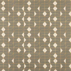 Dekostoff Baumwollstoff Halbpanama Navani3 Art Deco Geometrie khakigrün gold beige 1,40m Breite