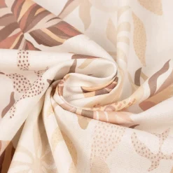 Dekostoff Baumwollstoff Halbpanama Enys1 Soft Blätter ecru beige braun 1,40m Breite
