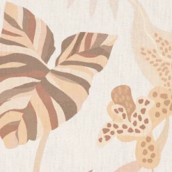 Dekostoff Baumwollstoff Halbpanama Enys1 Soft Blätter ecru beige braun 1,40m Breite