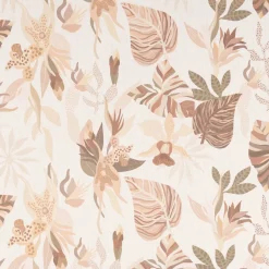 Dekostoff Baumwollstoff Halbpanama Enys1 Soft Blätter ecru beige braun 1,40m Breite