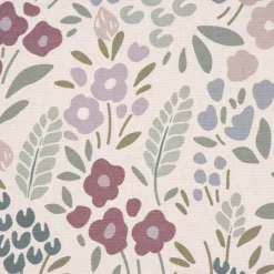 Dekostoff Baumwollstoff Halbpanama Digitaldruck Allover Blumenwiese weiß lila 1,40m Breite