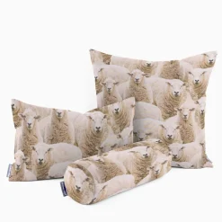Dekostoff Baumwollstoff Halbpanama Sheep Flock Schafherde beige 1,40m Breite