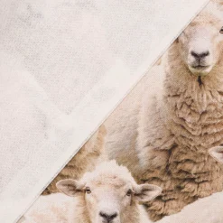 Dekostoff Baumwollstoff Halbpanama Sheep Flock Schafherde beige 1,40m Breite
