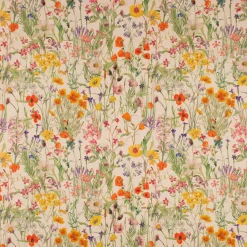Dekostoff Baumwollstoff Halbpanama Leinenlook Wildflower Sunny Field Wiesenblumen natur bunt 1,40m Breite