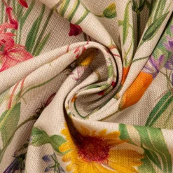 Dekostoff Baumwollstoff Halbpanama Leinenlook Wildflower Sunny Field Wiesenblumen natur bunt 1,40m Breite