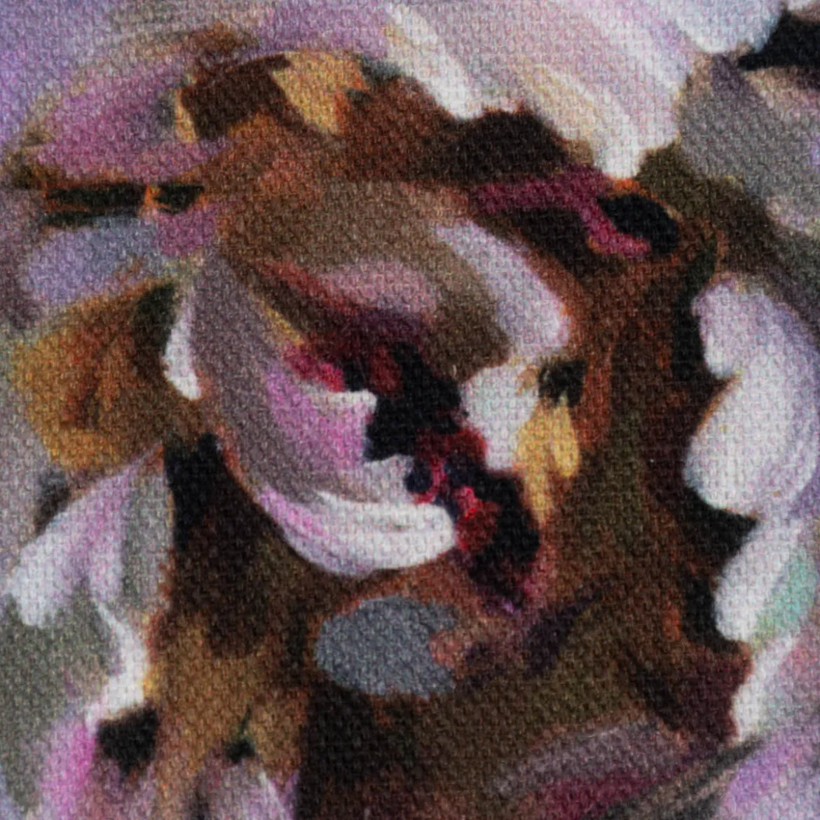 Dekostoff Baumwollstoff Halbpanama Digitaldruck Peony Handpainted Art Pfingstrosen schwarz flieder rosa 1,40m Breite