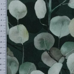 Dekostoff Baumwollstoff Halbpanama Digitaldruck Eucalyptus Boho Leaf Eukalyptus Blätter grün 1,40m Breite