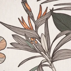 Dekostoff Baumwollstoff Halbpanama Digitaldruck Retro Blätter Blumen wollweiß orange braun 1,40m Breite