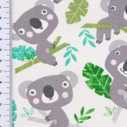 Dekostoff Baumwollstoff Koala Eukalyptus weiß grau grün 1,60m Breite