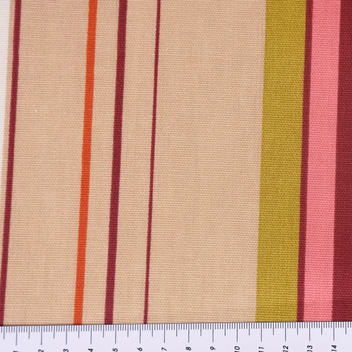 Dekostoff Baumwollstoff Längsstreifen rot rosa braun grün