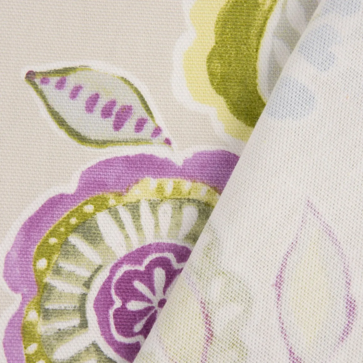 Dekostoff Baumwollstoff Mirabelle Blumen Blüten abstrakt beige grün lila 1,38m Breite