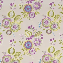 Dekostoff Baumwollstoff Mirabelle Blumen Blüten abstrakt beige grün lila 1,38m Breite