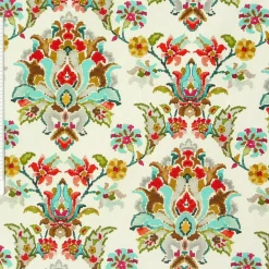 Dekostoff Baumwollstoff natur Ornament mint grün rot braun 1,50m Breite