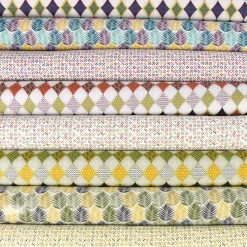 Dekostoff Baumwollstoff PANZO Geometrisch Striche weiß grün gelb 1,4m Breite
