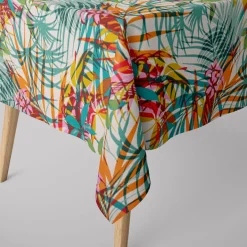 Dekostoff Baumwollstoff Poerani Exotik Blätter Blumen bunt 160cm Breite