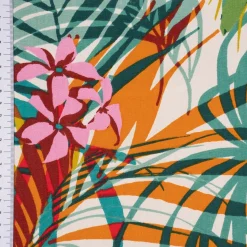 Dekostoff Baumwollstoff Poerani Exotik Blätter Blumen bunt 160cm Breite