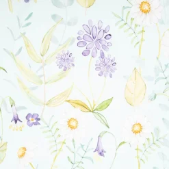Dekostoff Baumwollstoff Popeline Digitaldruck Daisy Wildflower Garden hellblau lila 1,40m Breite