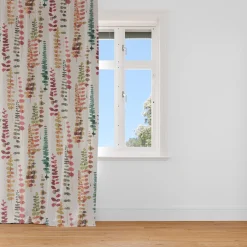 Dekostoff Baumwollstoff Ranken Blätter Aquarell beige terrakotta grün rot 1,37m Breite