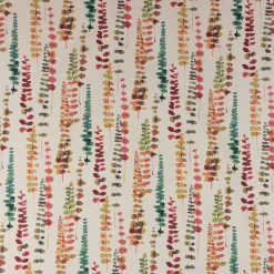 Dekostoff Baumwollstoff Ranken Blätter Aquarell beige terrakotta grün rot 1,37m Breite