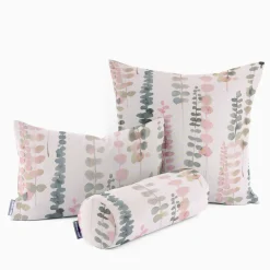 Dekostoff Baumwollstoff Ranken Blätter Aquarell weiß grün rosa 1,37m Breite