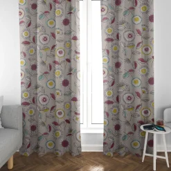 Dekostoff Baumwollstoff Sundance Blumen beige ocker beere aqua 1,4m Breite