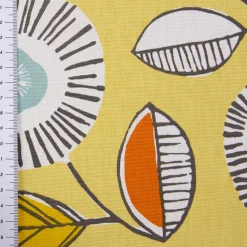 Dekostoff Baumwollstoff Sundance Blumen hellgrün braun orange aqua 1,4m Breite