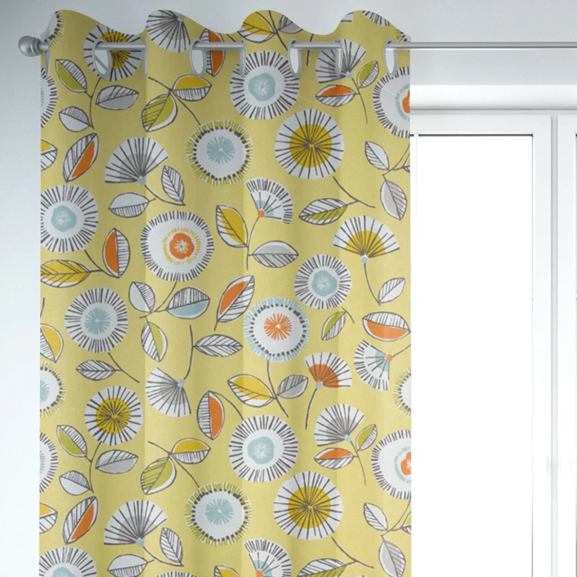 Dekostoff Baumwollstoff Sundance Blumen hellgrün braun orange aqua 1,4m Breite