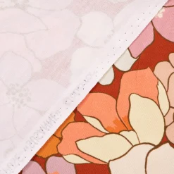 Dekostoff Baumwollstoff SUSANNE Blumen Blüten ziegelrot weiß ocker rosa 1,5m Breite