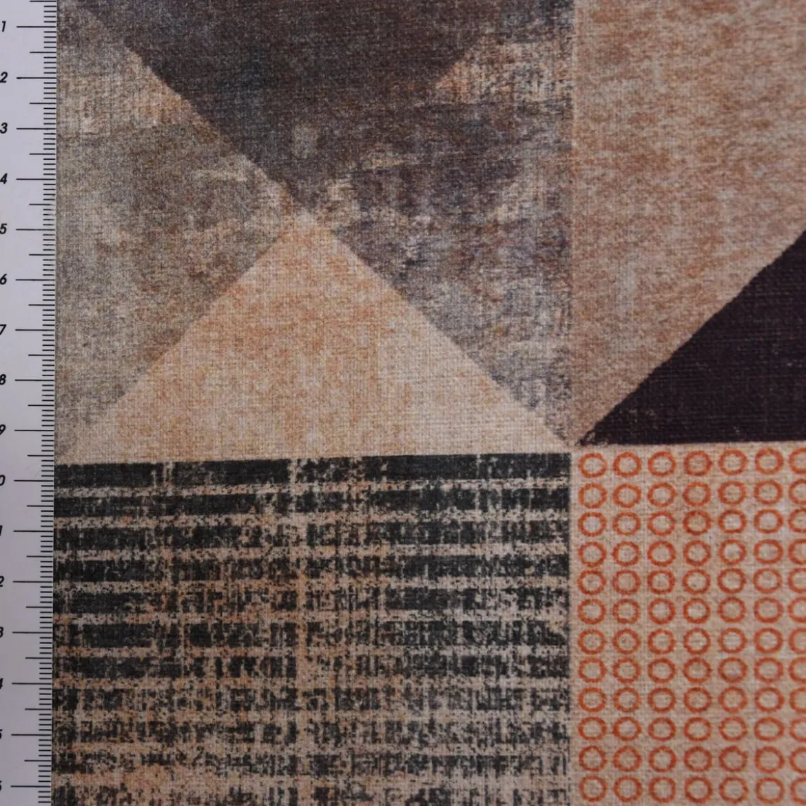 Dekostoff Baumwollstoff Tischdeckenstoff mit beidseitiger Bordüre grafisch beige braun 1,60m Breite