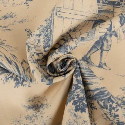 Dekostoff Baumwollstoff Toile de Jouy Festin Halbpanama natur blau 1,4m Breite