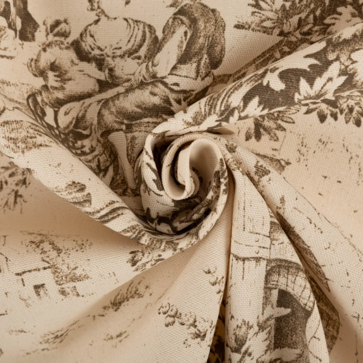 Dekostoff Baumwollstoff Toile de Jouy Festin Halbpanama natur beige 1,4m Breite