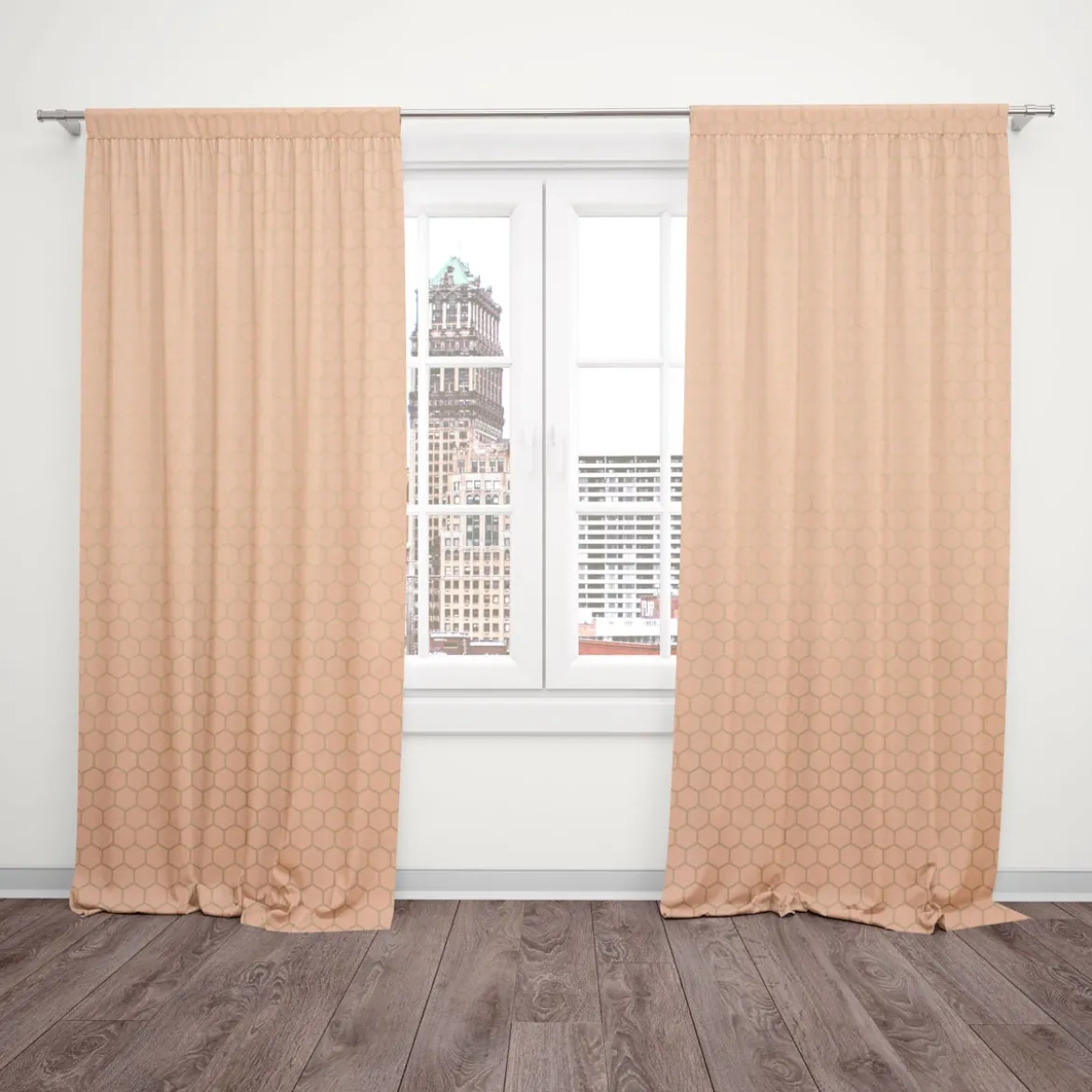 Dekostoff Baumwollstoff Waben Sechseck apricot gold metallic 1,40m Breite