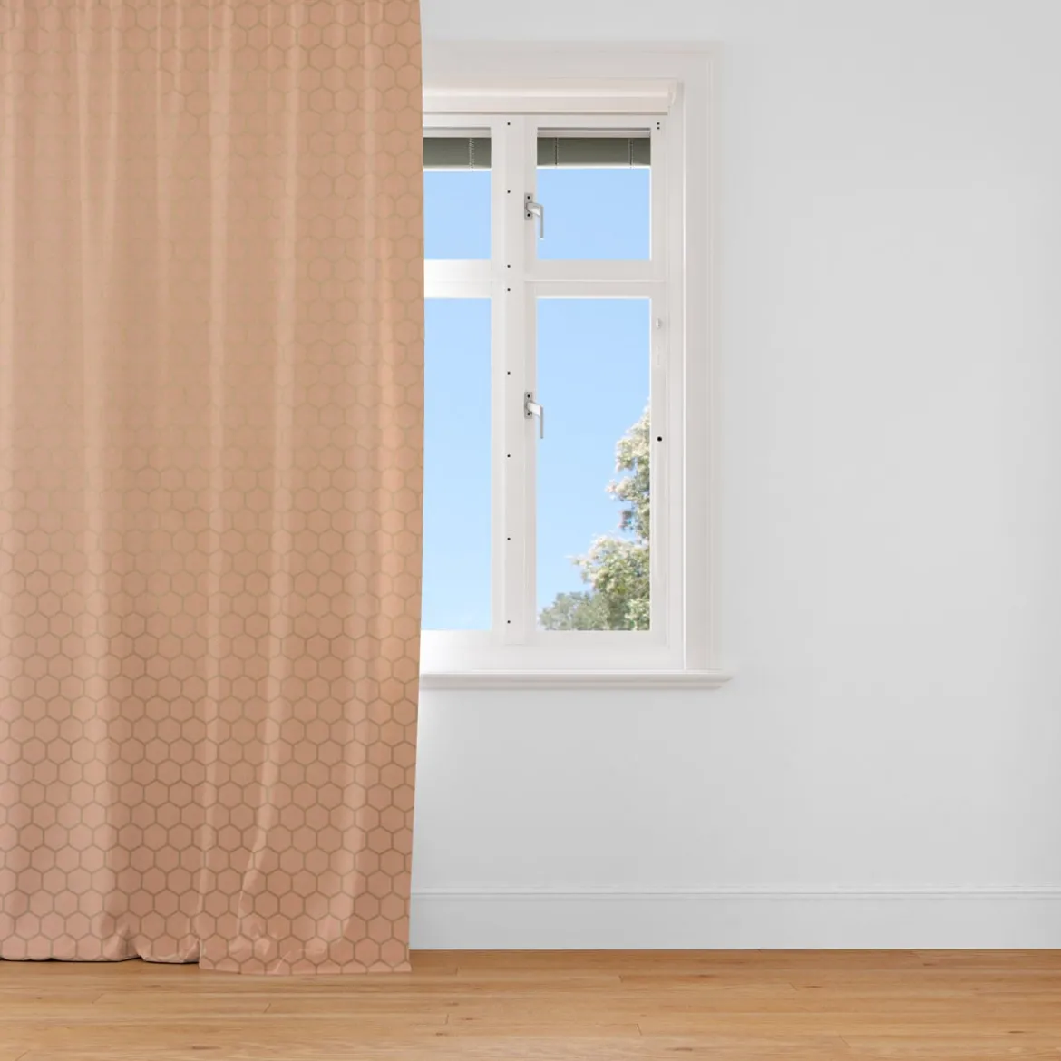 Dekostoff Baumwollstoff Waben Sechseck apricot gold metallic 1,40m Breite
