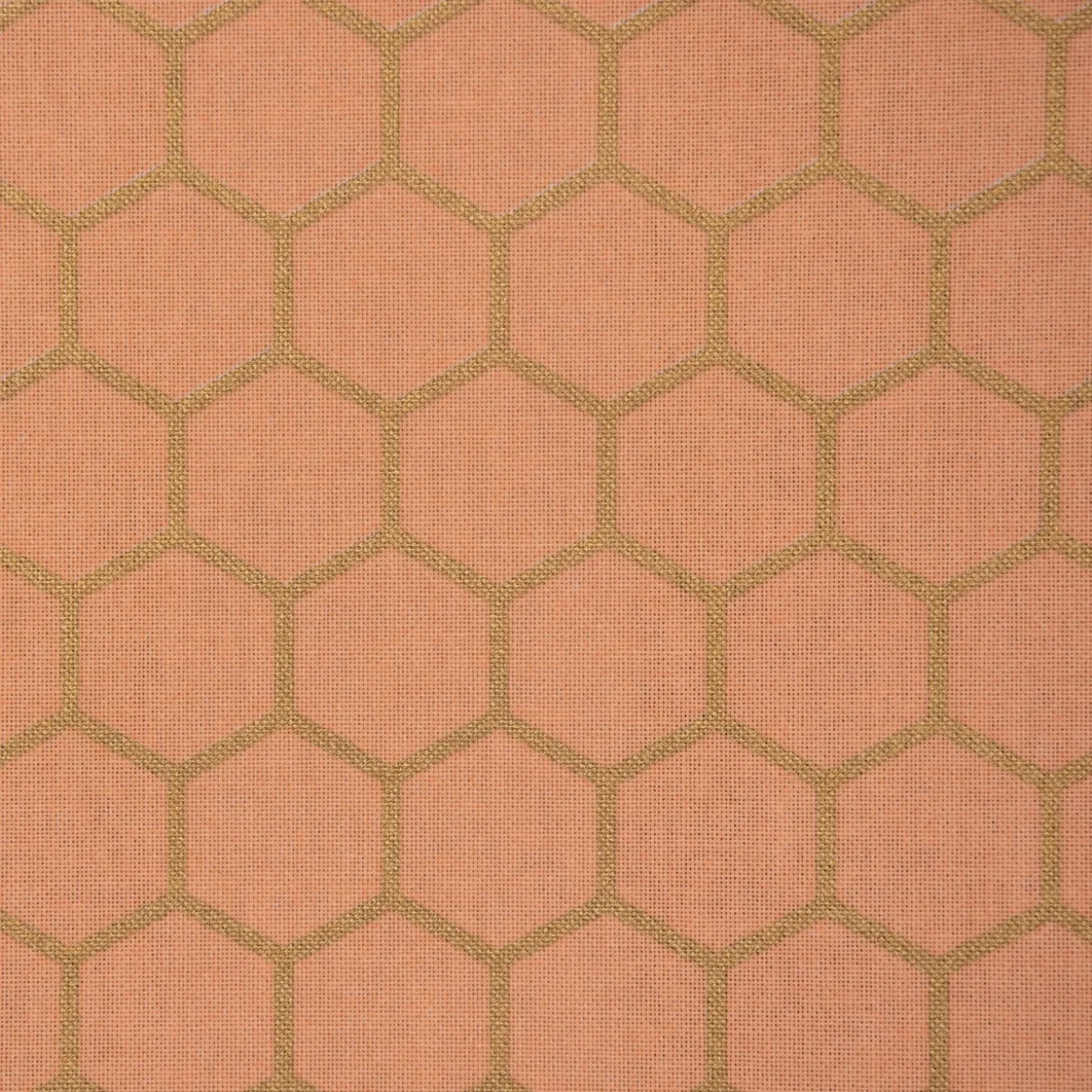 Dekostoff Baumwollstoff Waben Sechseck apricot gold metallic 1,40m Breite