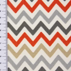 Dekostoff Baumwollstoff ZAG ZIG Zickzack Linien Chevron creme orange grau beige 1,38m Breite