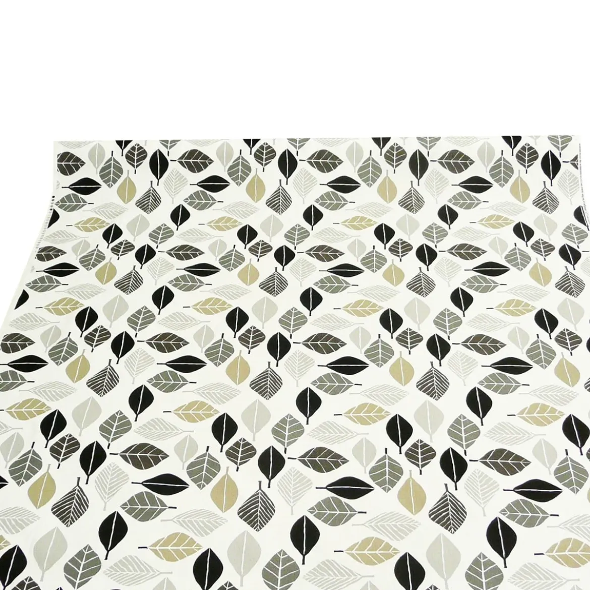 Dekostoff Blätter weiß grau khaki 137cm