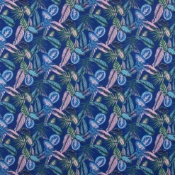 Dekostoff Canvas Ottoman Baumwollstoff Dschungelpflanzen Blätter blau hellblau grün rosa 1,40m Breite
